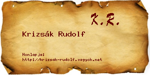 Krizsák Rudolf névjegykártya